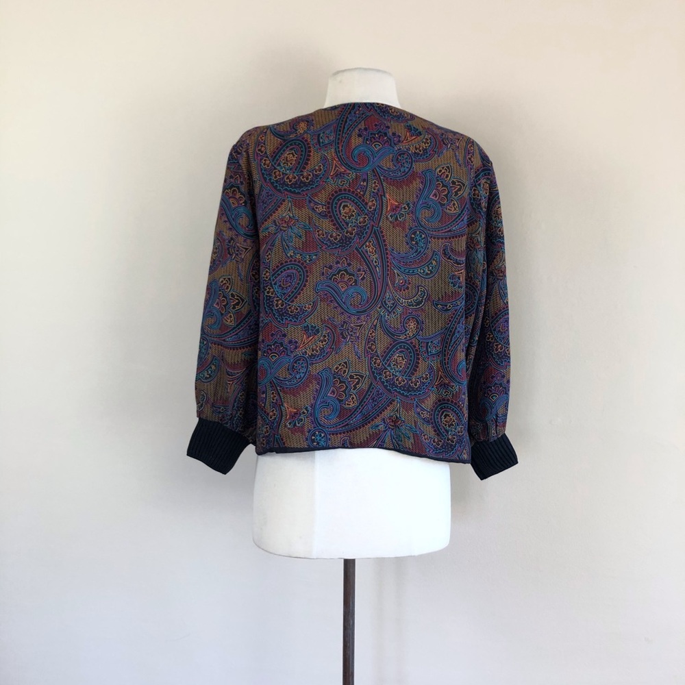 vintage sheer‎ black floral bomber jacket cropped blouse 90s y2k grunge hippie - Picture 5 of 11